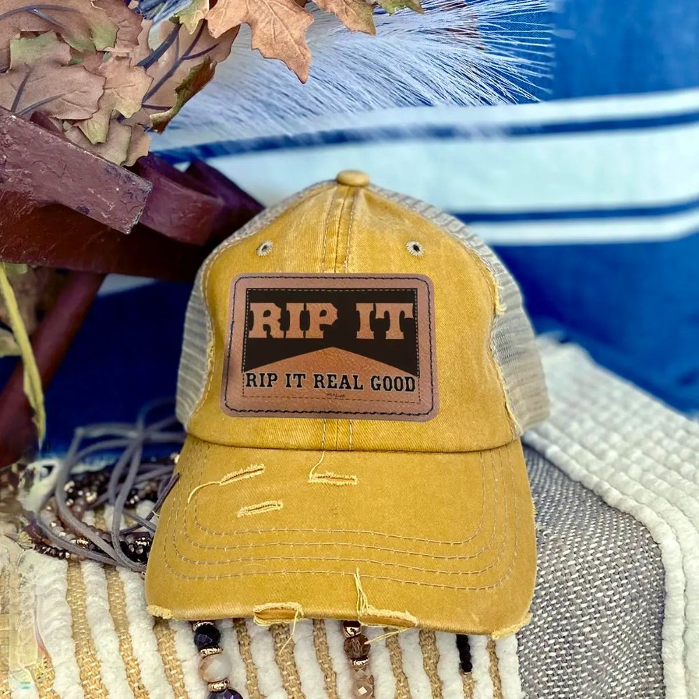 NWT Yellowstone Rip Wheeler Distressed Trucker Hat "Rip it Rip it real good"